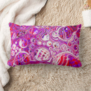 Almofada Lombar Arte de Fluidos Vermelho e Roxo
