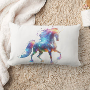 Almofada Lombar Arte de Unicórnio Neon – Arco-íris de Cavalo de Fa