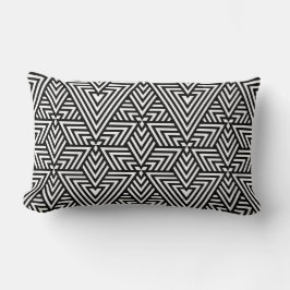 Almofada Lombar Arte Deco Triângulo Preto e Branco Padrão Sem Cost