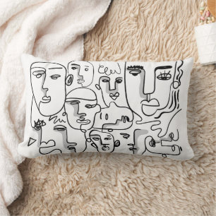 Almofada Lombar Arte em linha abstrato, Desenho em frente a Abstra