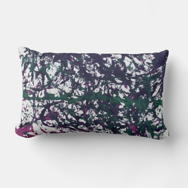 Almofada Lombar Arte em mármore Roxo, Verde, Rosa (Frente)