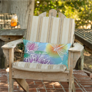 Almofada Lombar Arte Floral Moderna Bonito de Verão