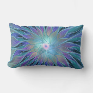 Almofada Lombar Arte Fractal Abstrato de Sonho Roxo Azul