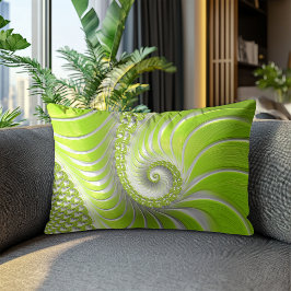 Almofada Lombar Arte fractal espiral moderna abstrata em verde lim