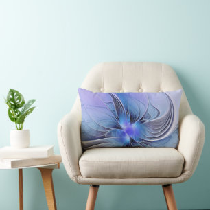 Almofada Lombar Arte fractal moderno abstrato azul lavanda