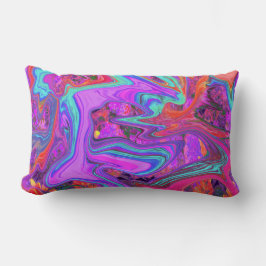 Almofada Lombar Arte líquida Abstrato cor-de-rosa, azul e laranja