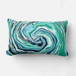Almofada Lombar Arte Marble Azul, Teal, Turquesa e Rochas Brancas