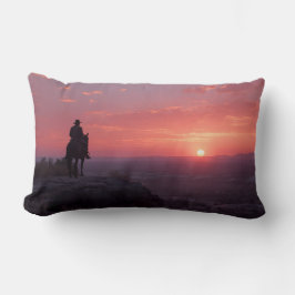Almofada Lombar Arte Ocidental Romântico do Pôr do Sol Rosa Suave