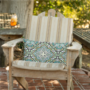 Almofada Lombar Arte Tribal Oriental Verde Hortelã Turquesa Mostar