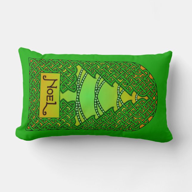 Almofada Lombar Árvore Celta de Natal - Verde (Frente)