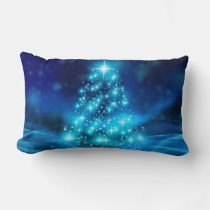 Almofada Lombar Árvore de Natal Azul Moderna Elétrica com Luzes