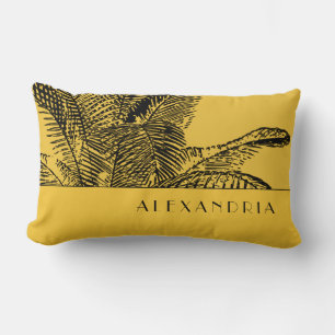 Almofada Lombar Árvore de Palma Amarelo-Preto de Mostarda   Nome 