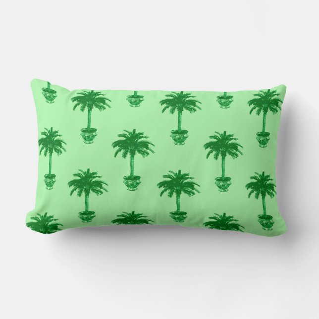 Almofada Lombar Árvore Palm Potente em Esmeralda e Verde Claro (Frente)