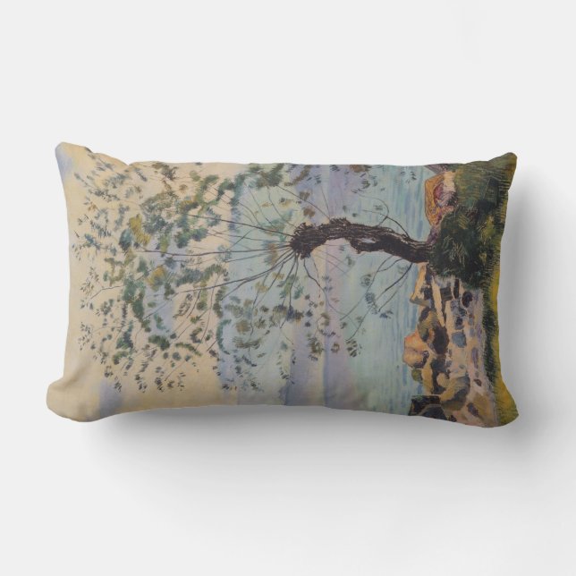 Almofada Lombar Árvore selvagem pelo lago (paisagem suíça) (Frente)