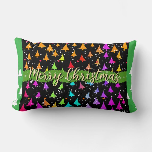 Almofada Lombar Árvores de Natal Feliz (Frente)