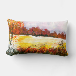 Almofada Lombar Árvores de Outono de Abstrato de Aquarelas