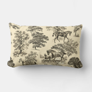Almofada Lombar Árvores Rústicas Elegantes Beige Tan Toile