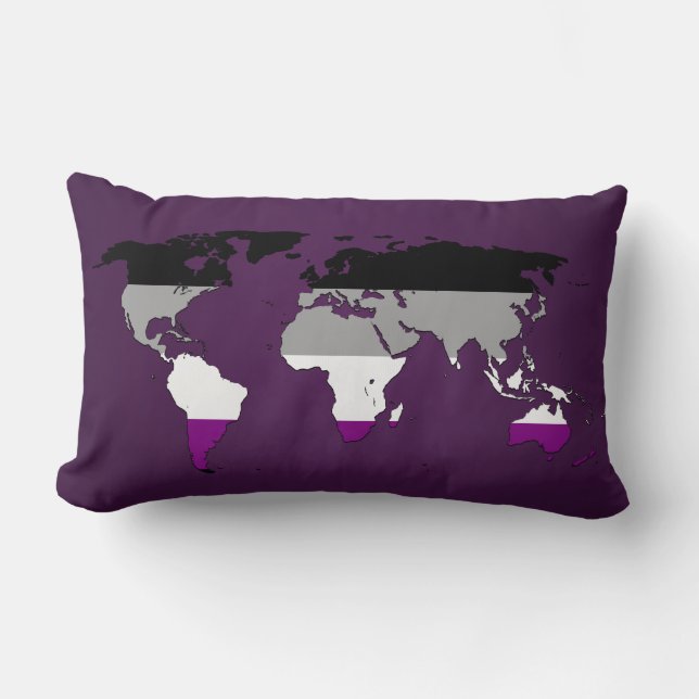 Almofada Lombar Asexuality pride world map Pillow (Frente)