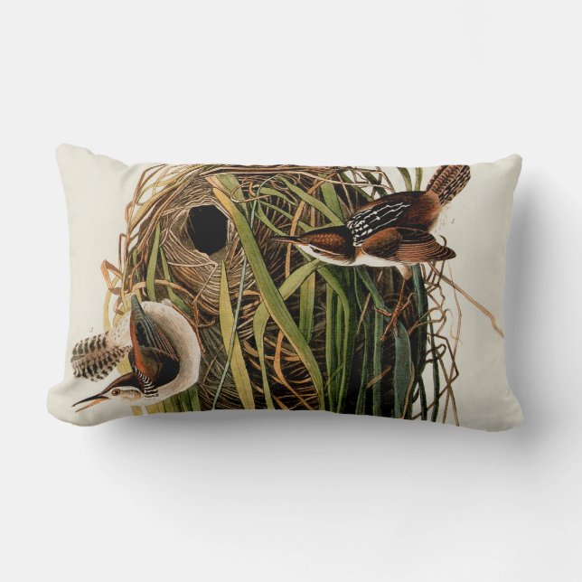 Almofada Lombar Audubon Marsh Wren Bird Art (Frente)