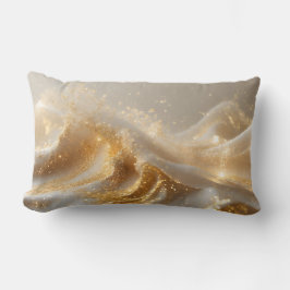 Almofada Lombar Aura of Gold – Elegant White & Gold Abstract Throw