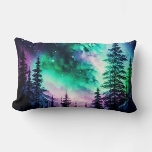 Almofada Lombar Aurora Boreal Celestial Luzes do Norte Vívida 
