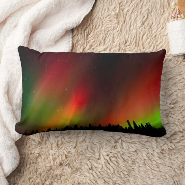 Almofada Lombar Aurora Boreal e árvores (Cobertor)