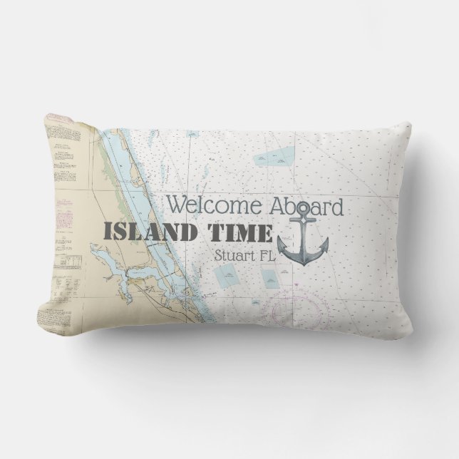 Almofada Lombar Autêntico Náutico Bem-vindo a Bordo + Nome do Barc (Frente)