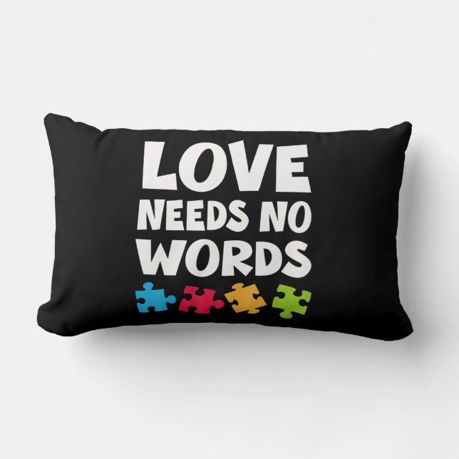 Almofada Lombar Autism Awareness Teacher Shirt Love Needs No Word  (Frente)