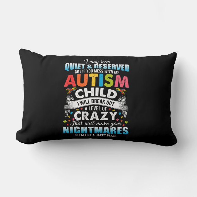 Almofada Lombar Autismo Autista Atenção Partes de Quebra-cabeça Pr (Frente)
