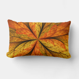 Almofada Lombar Autumn Plant, Modern Abstrato Fractal Art Leaf