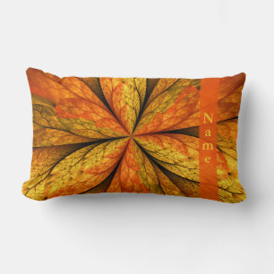 Almofada Lombar Autumn Plant, Modern Abstrato Fractal Leaf Name