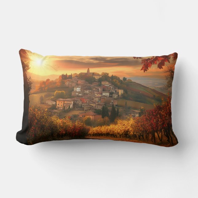 Almofada Lombar Autumn Vineyard View – Rectangular Accent Pillow (Frente)