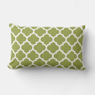 Almofada Lombar Avocado Green White Quatrefoil Marrocos Padrão #5
