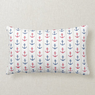 Almofada Lombar Azul branco vermelho das âncoras náuticas