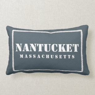 Almofada Lombar Azul & cerceta reversíveis de Nantucket