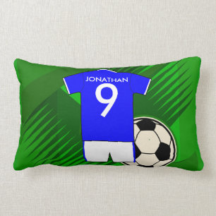 Almofada Lombar Azul personalizado e branco do jérsei de futebol