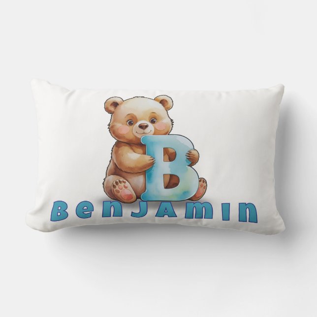 Almofada Lombar B is for Bear – Personalized Baby Pillow  (Frente)