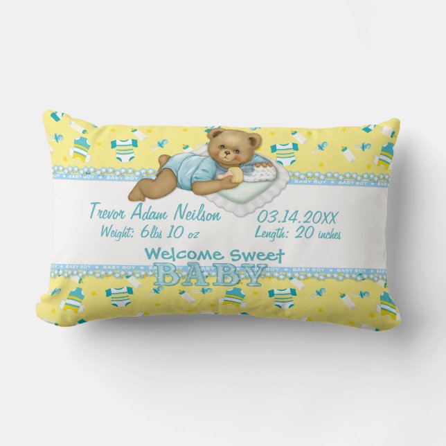 Almofada Lombar Baby Boy Teddy Bear Travesseiro 2 (Frente)