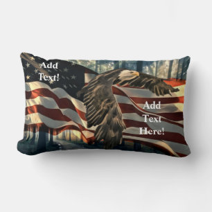 Almofada Lombar Bald Eagle American Flag Country Road Lumbar Pillo