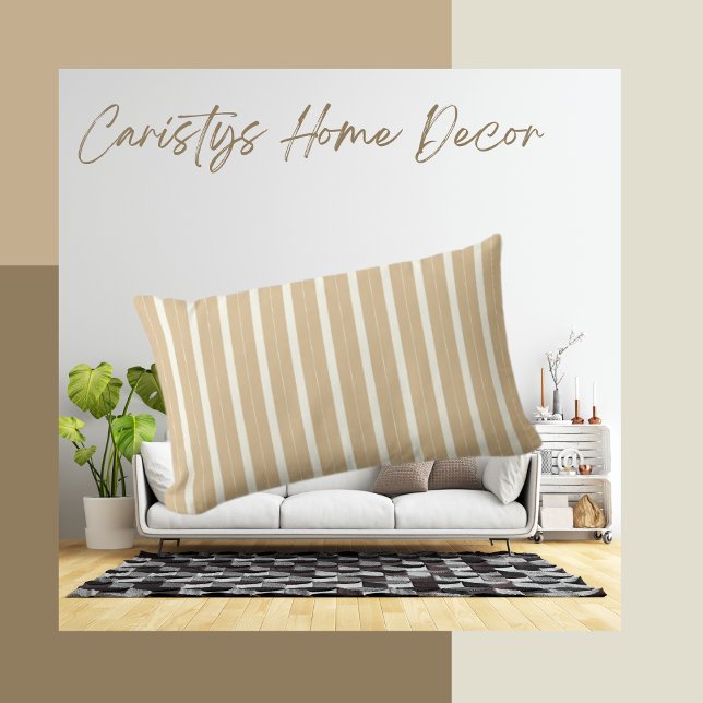 Almofada Lombar Bandas Clássicas Douradas Tan e Cream (Criador carregado)