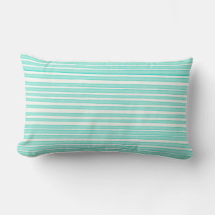 Almofada Lombar Bandas de cor azul-turquesa em branco