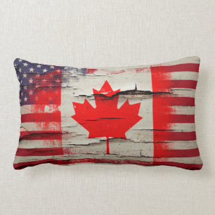 Almofada Lombar Bandeira americana canadense da pintura do