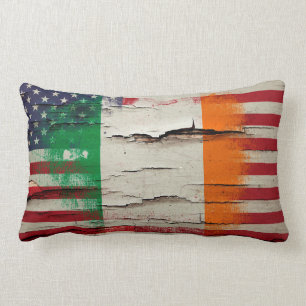 Almofada Lombar Bandeira americana irlandesa da pintura do