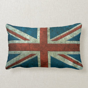Almofada Lombar Bandeira britânica efeito de aço envelhecido