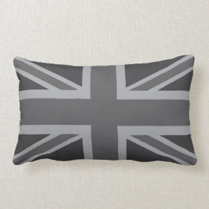 Almofada Lombar Bandeira clássica preta cinzenta de Union Jack