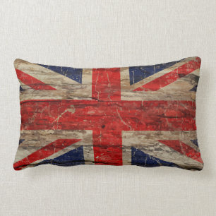 Almofada Lombar Bandeira de madeira de Union Jack do vintage