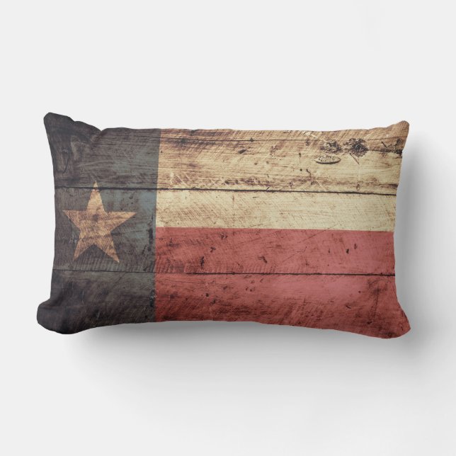 Almofada Lombar Bandeira de madeira velha de Texas (Frente)