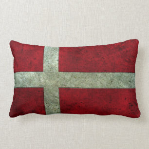 Almofada Lombar Bandeira dinamarquesa efeito de aço envelhecido