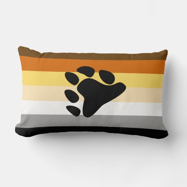Almofada Lombar Bandeira do Orgulho do Urso com Pata (Frente)
