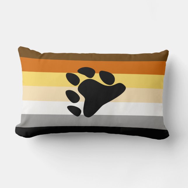 Almofada Lombar Bandeira do Orgulho Urso com Pata (Frente)